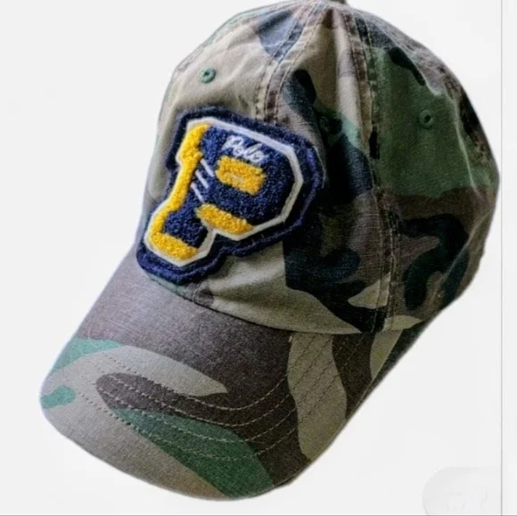 Polo Ralph Lauren Baseball Cap Varsity P Chenille Patch Mens OS Snapback - Picture 2 of 6